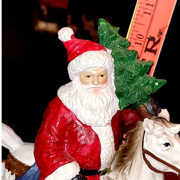Vintage Transpac  Resin Santa Rocking Horse - Picture 12 of 13